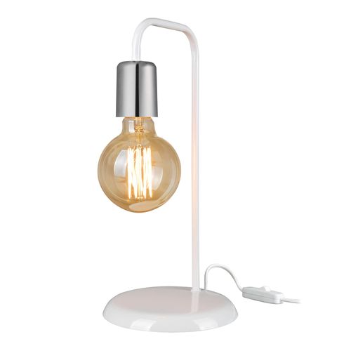 Lampe De Bureau Lancaster En Métal 36 Cm E27 Blanc / Chrome 03_0007379