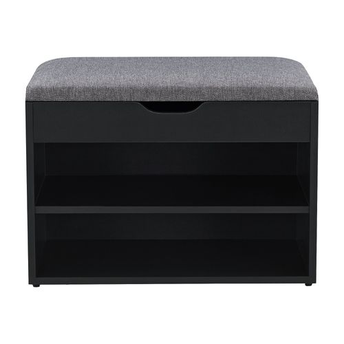 Banc Meuble à Chaussures 46 X 60 X 30 Cm Noir Gris 03_0007657
