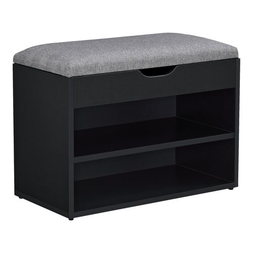 Banc Meuble à Chaussures 46 X 60 X 30 Cm Noir Gris 03_0007657