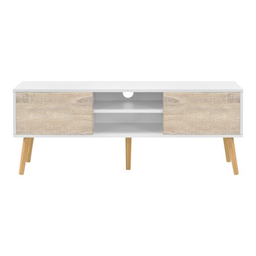 Meuble TV 120 X 30 X 47 Cm Blanc Effet Chêne 03_0007754