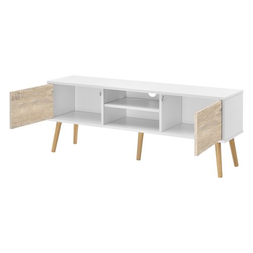 Meuble TV 120 X 30 X 47 Cm Blanc Effet Chêne 03_0007754