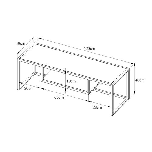 Meuble TV Industriel Intemporel 120 X 40 X 40 Cm Noir 03_0007763