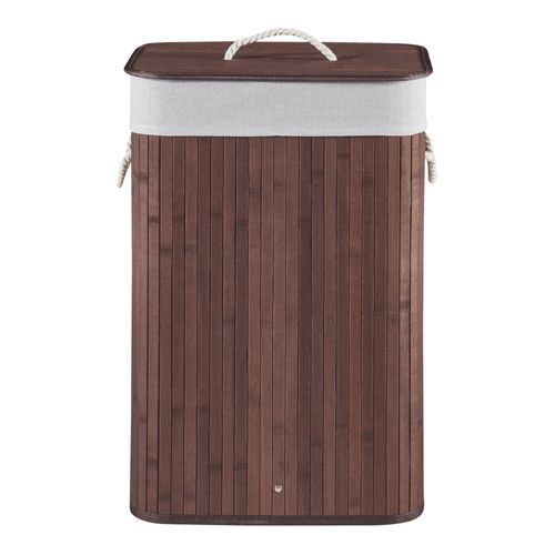 Panier à Linge 72 Litres En Bambou 60 X 40 X 30 Cm Marron Gris Clair 03_0008006