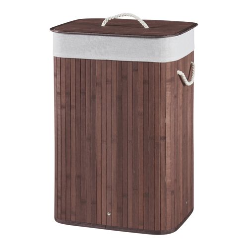 Panier à Linge 72 Litres En Bambou 60 X 40 X 30 Cm Marron Gris Clair 03_0008006