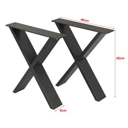 Set De 2 Pieds De Table Forme X 42 X 40 X 6 C En Acier 03_0008089