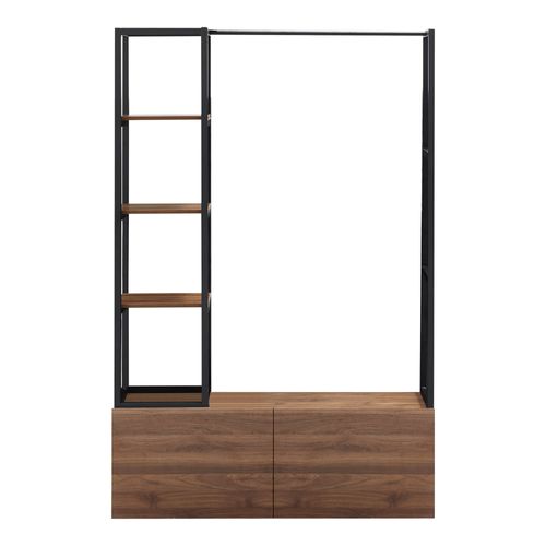 Portant à Vêtements Métal Mdf 180 X 120 X 40 Cm Noir Effet Noyer 03_0008130