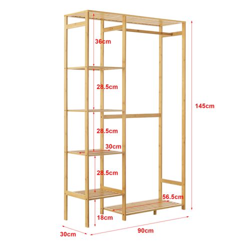 Portant à Vêtements En Bambou 145 X 90 X 30 Cm 03_0008131