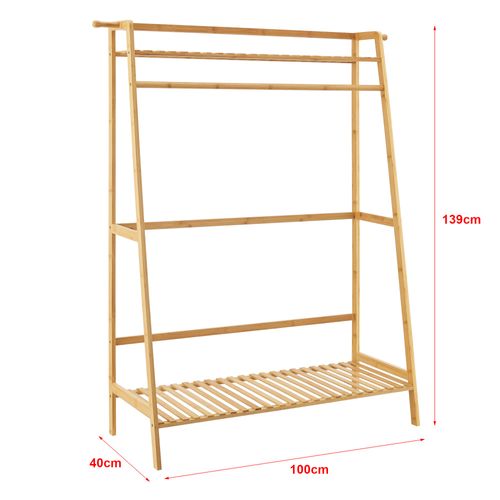 Portant à Vêtements 139 X 100 X 40 Cm Bambou 03_0008132