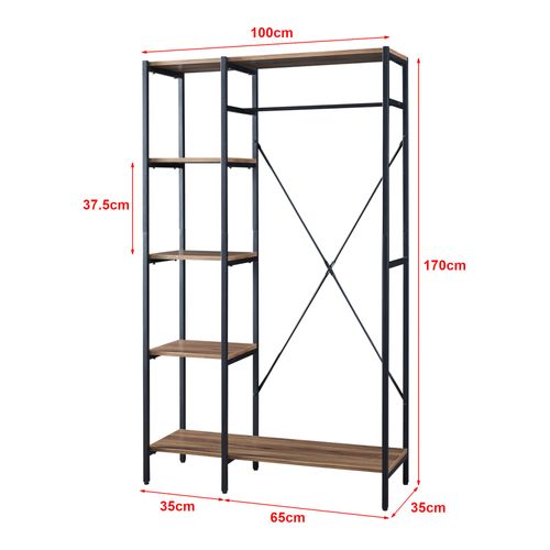 Portant à Vêtements Hvidovre 170 X 100 X 35 Cm Noir Effet Bois 03_0008135
