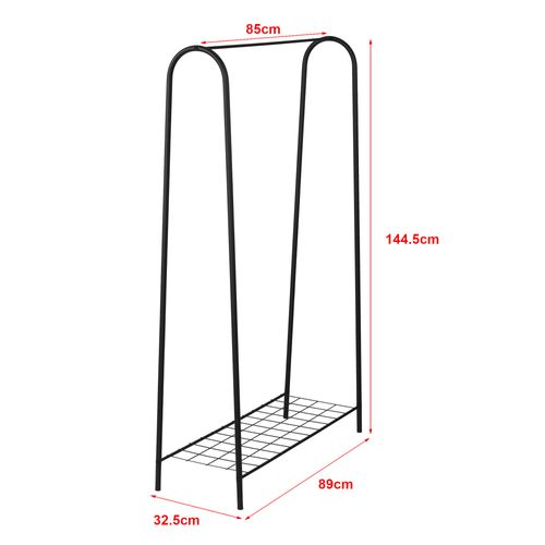 Portant à Vêtements Avec Surface De Stockage 144,5 X 89 X 32,5 Cm Noir 03_0008137
