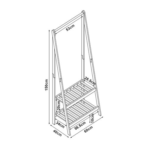 Portant à Vêtements Bambou 150 X 60 X 40 Cm Naturel 03_0008147