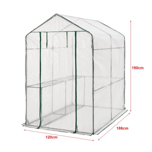 Serre De Jardin En Acier Et Polyéthylène Avec Étagères Intégrées 120 X 186 X 190 Cm 0