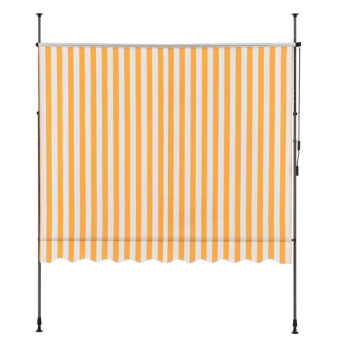 Store Banne Téléscopique Acier Polyester 200 X 120 X 200-300 Cm Jaune Blanc 03_000832