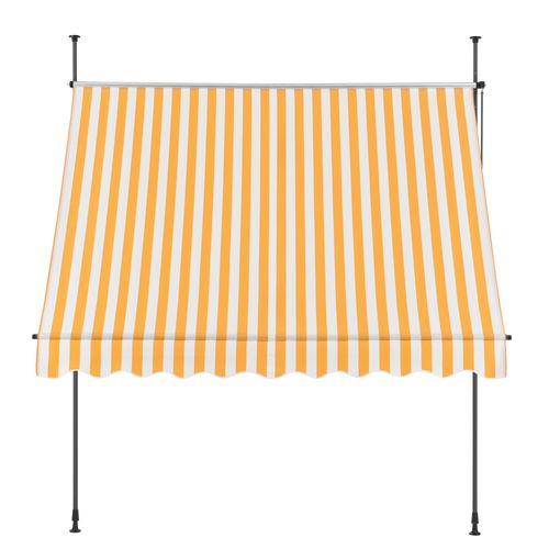 Store Banne Téléscopique Acier Polyester 200 X 120 X 200-300 Cm Jaune Blanc 03_000832