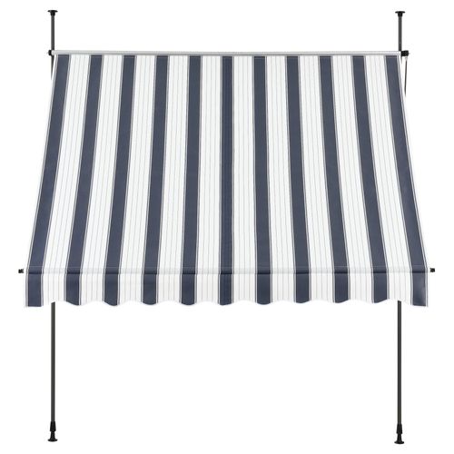 Store Banne Téléscopique Acier Polyester 250 X 120 X 200-300 Cm Bleu Foncé Blanc 03_0