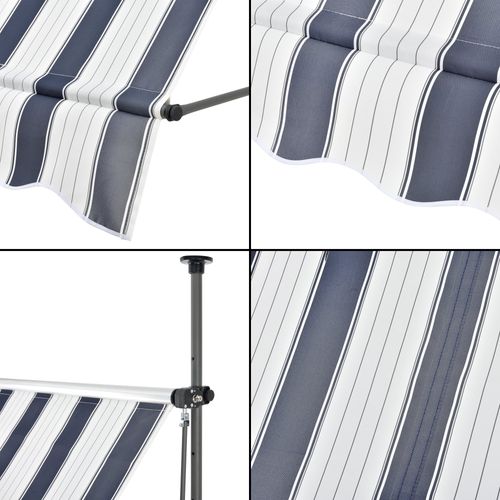 Store Banne Téléscopique Acier Polyester 250 X 120 X 200-300 Cm Bleu Foncé Blanc 03_0
