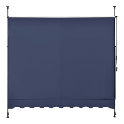 Store Banne Téléscopique Acier Polyester 400 X 120 X 200-300 Cm Bleu Foncé 03_0008343