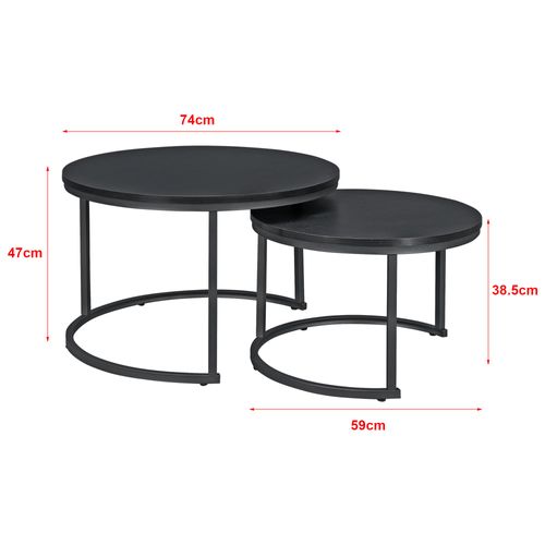 Set De 2 Tables Basses Rondes Gigognes Noir 03_0008356