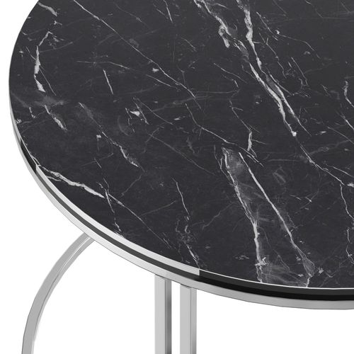 Table Basse Ronde 50 X 80 Cm Marbre Noir Argent 03_0008425