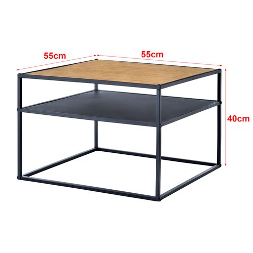 Table Basse Carrée 40 X 55 X 55 Cm Avec Espace De Stockage Noir Effet Bois 03_0008431