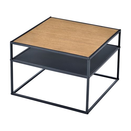 Table Basse Carrée 40 X 55 X 55 Cm Avec Espace De Stockage Noir Effet Bois 03_0008431
