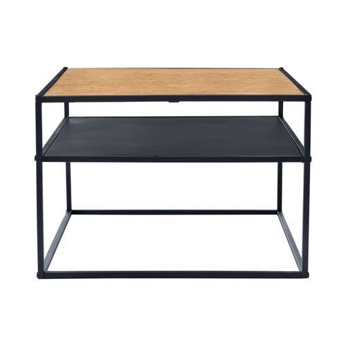 Table Basse Carrée 40 X 55 X 55 Cm Avec Espace De Stockage Noir Effet Bois 03_0008431