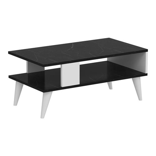 Table Basse Avec Espace De Rangement 40 X 90 X 45 Cm Marbre Noir / Blanc 03_0008465