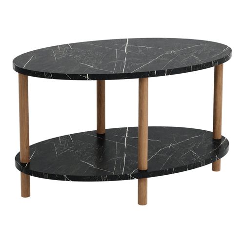 Table Basse Ovale 43 X 70 X 44 Cm Marbre Noir 03_0008481