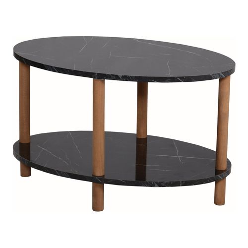 Table Basse Ovale 43 X 70 X 44 Cm Marbre Noir 03_0008481
