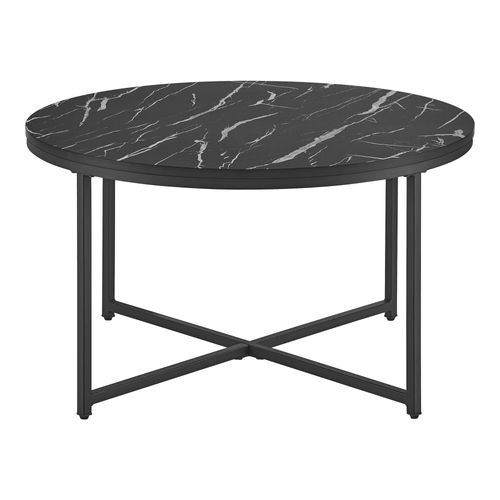 Table Basse Ronde Pour Salon 45 X 80 Cm Marbre Noir / Noir 03_0008497