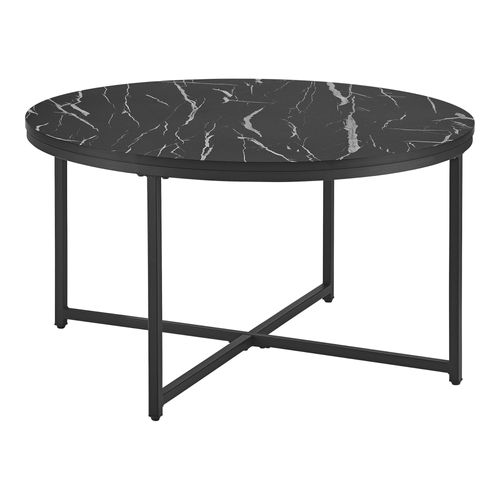 Table Basse Ronde Pour Salon 45 X 80 Cm Marbre Noir / Noir 03_0008497