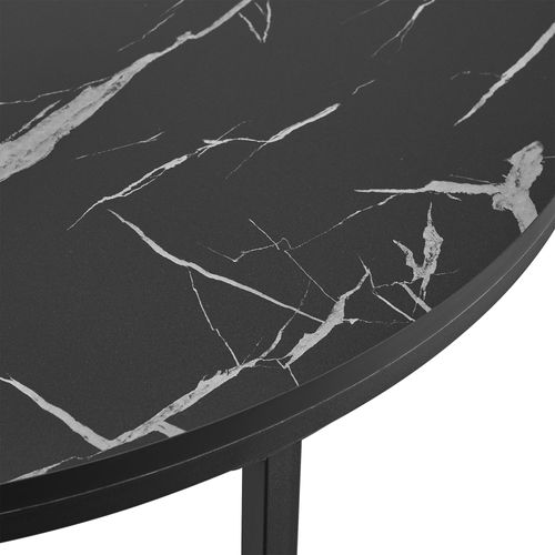 Table Basse Ronde Pour Salon 45 X 80 Cm Marbre Noir / Noir 03_0008497