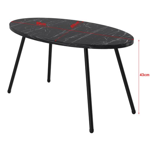 Table Basse Ovale 43 X 90 X 50 Cm Marbre Noir 03_0008505