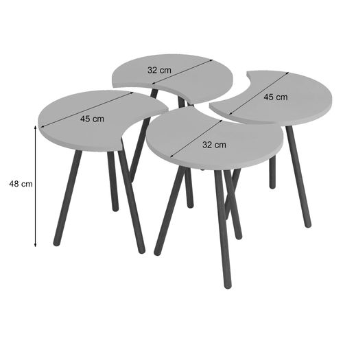Set De 4 Tables Basses Emboîtables 48 X 77 X 77 Cm Blanc 03_0008525