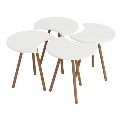 Set De 4 Tables Basses Emboîtables 48 X 77 X 77 Cm Blanc 03_0008525