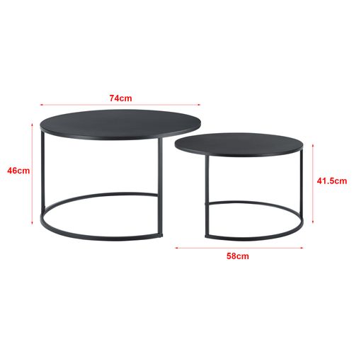 Lot De 2 Tables Basses Rondes Gigognes Métal Noir 03_0008530