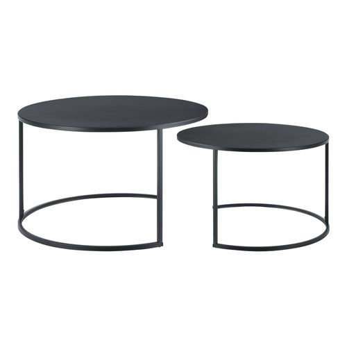 Lot De 2 Tables Basses Rondes Gigognes Métal Noir 03_0008530
