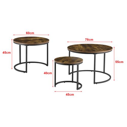 Lot De 3 Tables Basses Gigognes Effet Bois Foncé Rondes 03_0008546