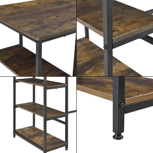 Table De Bar 3 Étagères 100 X 109 X 60 Cm Noir Effet Bois Foncé 03_0008555