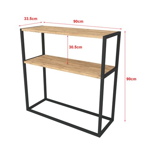 Table Console Hemsedal Avec Surface De Stockage 90 X 90 X 33,5 Cm Effet Chêne 03_0008
