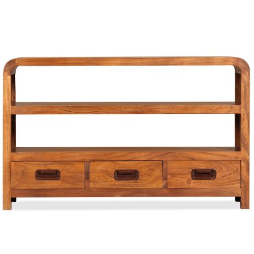 Meuble Télé Buffet TV Télévision Design Pratique Bois Massif Avec Finition En Sesham