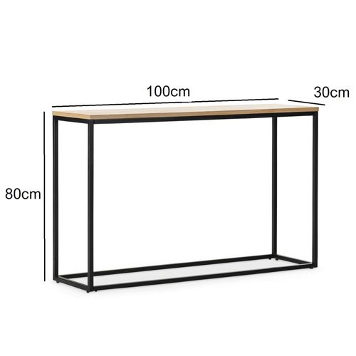 Table Console 80 X 100 X 30 Cm Noir Et Effet Chêne 03_0008573