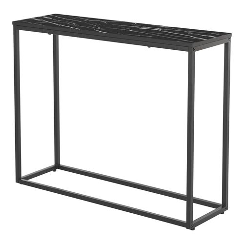 Table Console 80 X 100 X 30 Cm Noir Et Imitation Marbre 03_0008574