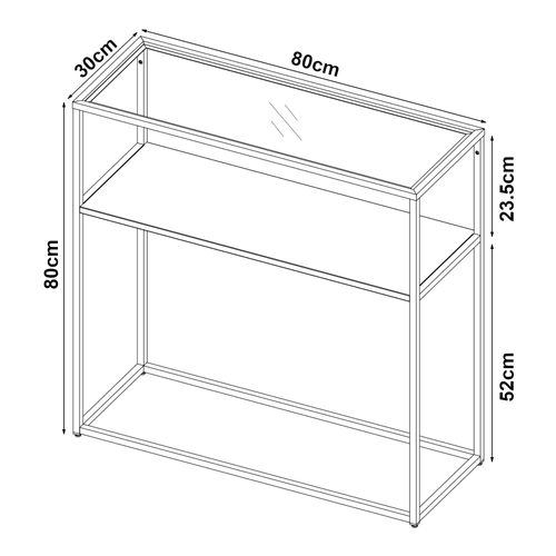 Table Console Métal Verre Trempé 80 X 80 X 30 Cm Blanc Transparent 03_0008580