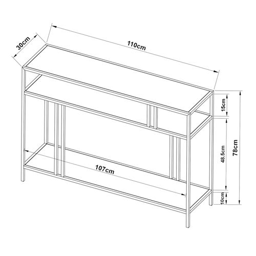 Table Console Métal 78 X 110 X 30 Cm Noir 03_0008582