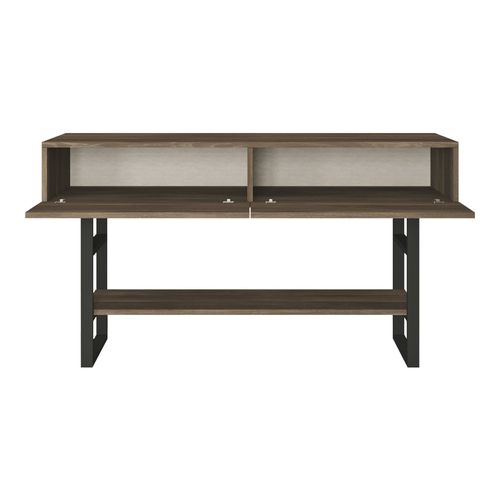 Table Console 76 X 139 X 43 Cm Effet Chêne Foncé Noir 03_0008588