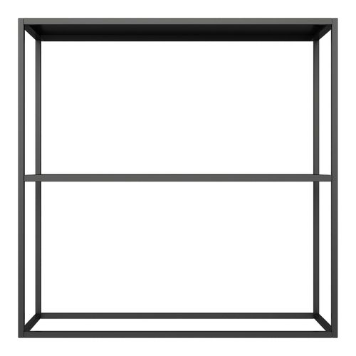 Table Console Avec 2 Surfaces De Rangement Acier 80 X 80 X 26 Cm Noir Mat 03_0008592