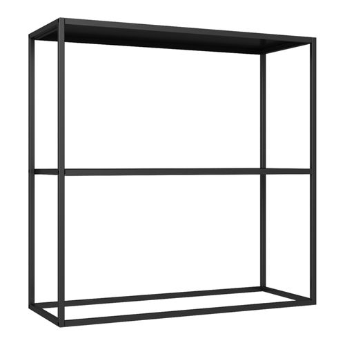 Table Console Avec 2 Surfaces De Rangement Acier 80 X 80 X 26 Cm Noir Mat 03_0008592