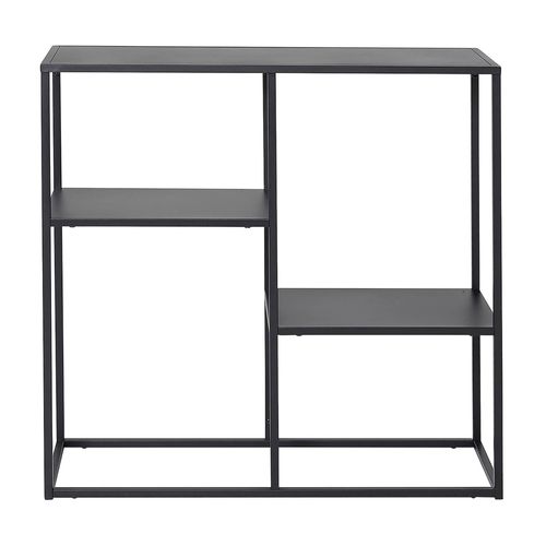Table Console Avec 3 Surfaces De Rangement Acier 80 X 80 X 26 Cm Noir Mat 03_0008594