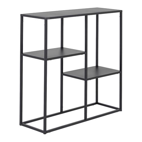 Table Console Avec 3 Surfaces De Rangement Acier 80 X 80 X 26 Cm Noir Mat 03_0008594